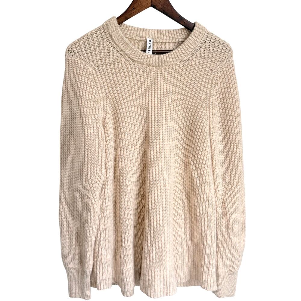 Athleta Wool Blend Knit Chunky Tan Sweater Women's Large‎ Beige Warm Winter Fall